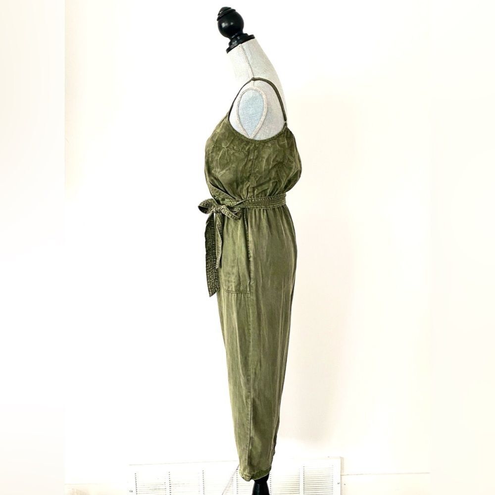 Abercrombie & Fitch Olive Green Jumpsuit Medium Belt Boho Preppy Casual Vacation - Picture 4 of 13